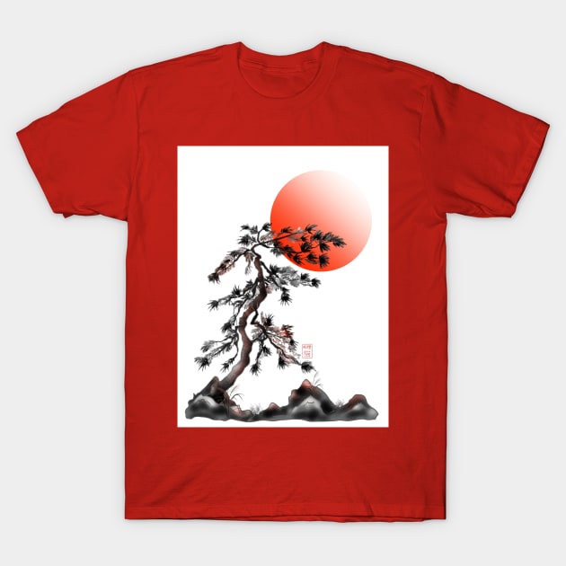 One japanese pine tree with a red rising sun T-Shirt by cuisinecat